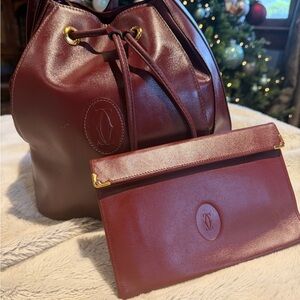 CARTIER  Leather Bucket Bag Set